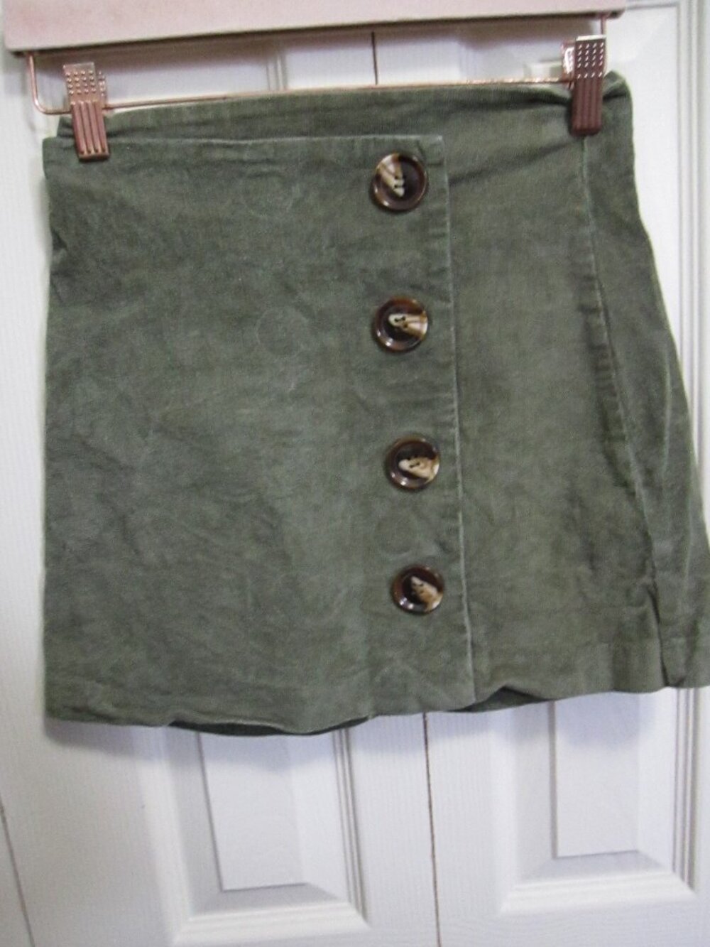 Altar'd State Olive Green Button-Front Mini Skirt